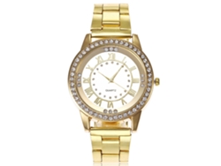 Reloj De Pulsera Vansvar Para Mujer, De Acero Inoxidable, Con Números Romanos Y Diamantes De Imitación De Oro Blanco.