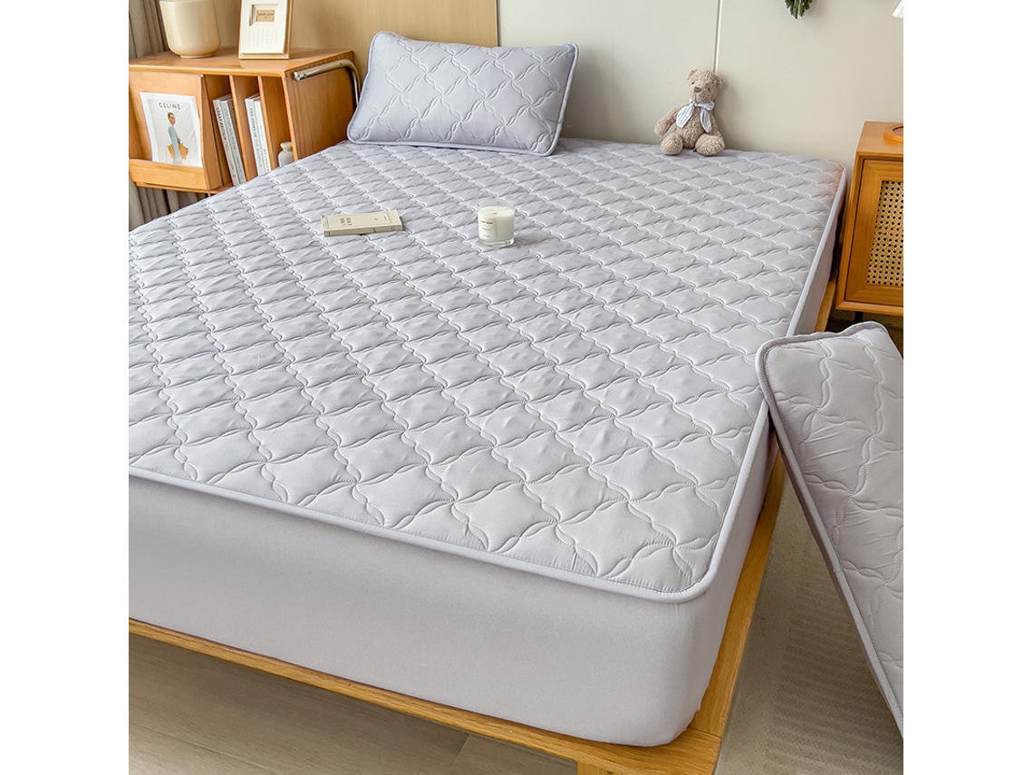 Funda de colchón elástica, juego de 3 piezas, con membrana de TPU impermeable, 180 x 200 cm, color gris claro Siurn