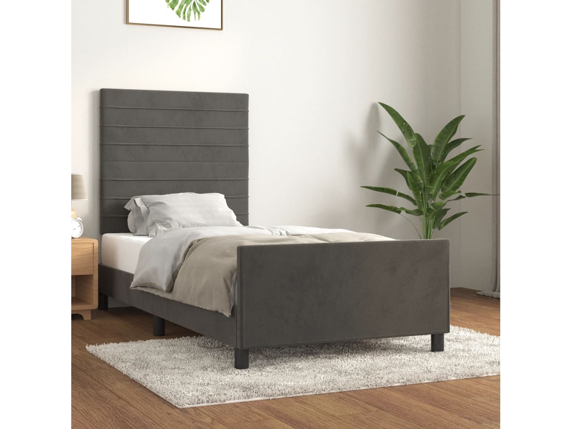 Estructura De Cama Sin Colchón Terciopelo Gris Oscuro 90x190 Cm