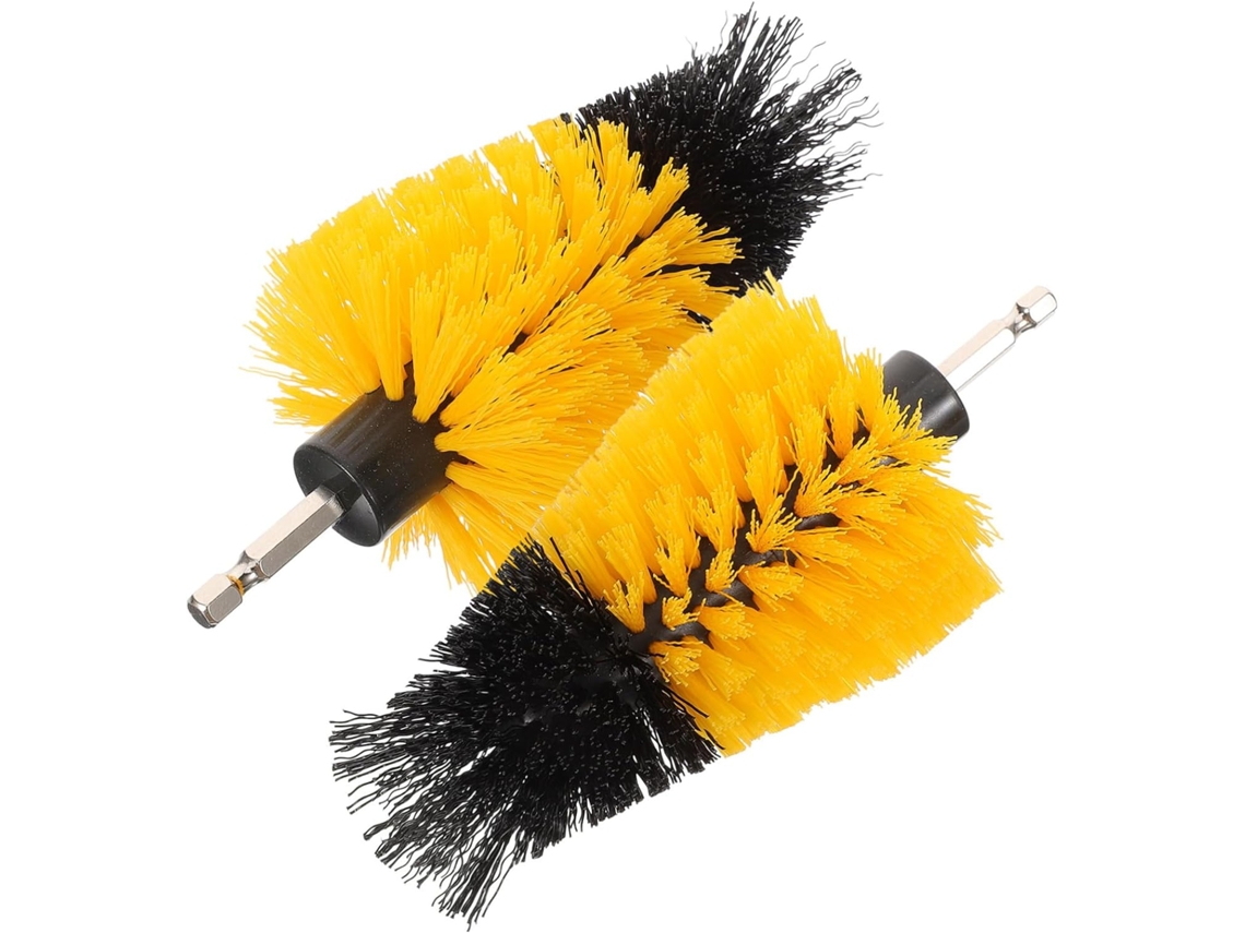 Juego De 2 Cepillos Amarillos Para Taladro - Accesorio De Limpieza Para Coche, Cocina, Baño Y Suelos