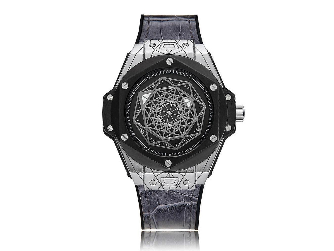 Reloj Cagarny 6868 para hombre con esfera poligonal geométrica y movimiento de cuarzo dual, correa de TPU Hengrongshen