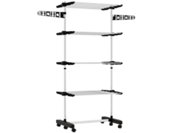 Tendedero Vertical Con 4 Estantes Ajustables, De Acero Y Plástico, 142x55x172cm, Negro Y Plata.