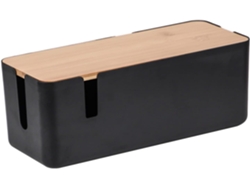 Caja organizadora de cables Amosfun con soporte de madera para ocultar los cables.