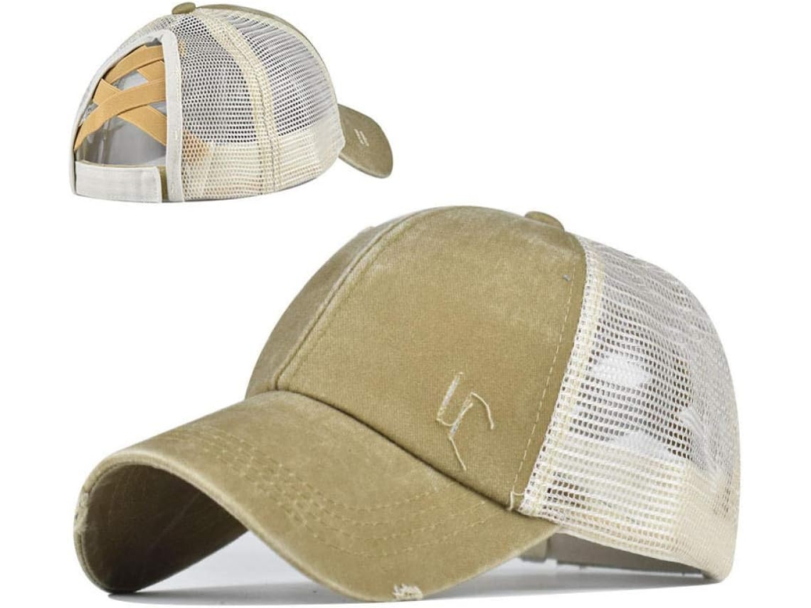 Gorra de béisbol para hombre con abertura para coleta, gorra de béisbol de algodón, gorra para moño, gorra de camionero para mujer, gorra informal de verano