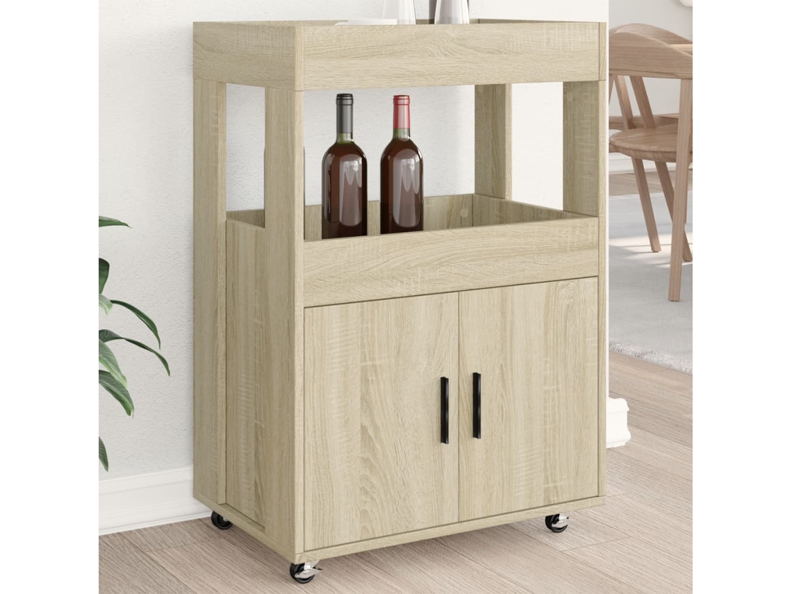 Carrito De Bar Madera De Ingeniería Roble Sonoma 60x39,5x89 Cm