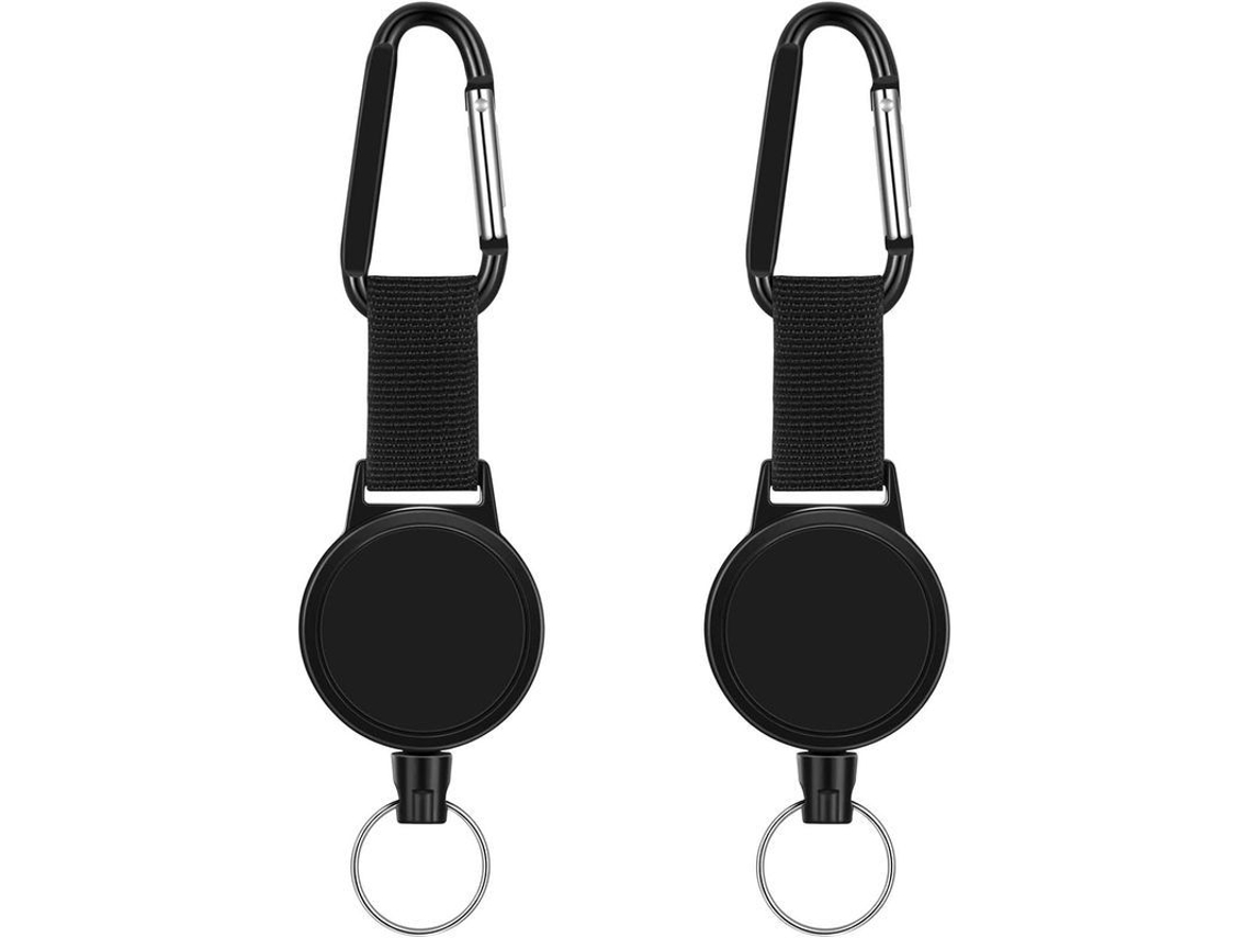 2026rebe-2 Piezas Portainsignias Retráctiles Metal Licencias Clips (negro)