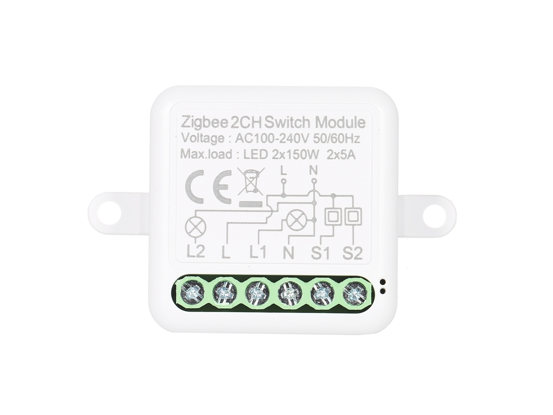 Módulo De Relé Interruptor Inteligente Mini Zigbee 2ch, Control 2 Vías, Compatible Con Alexa, Hogar Inteligente