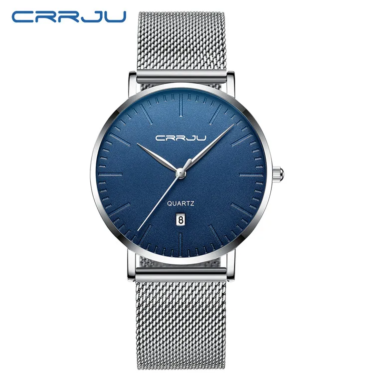 Reloj Para Hombre Con Correa De Malla De Acero Inoxidable Ultrafina, Elegante Y Resistente Al Agua (azul Plateado).