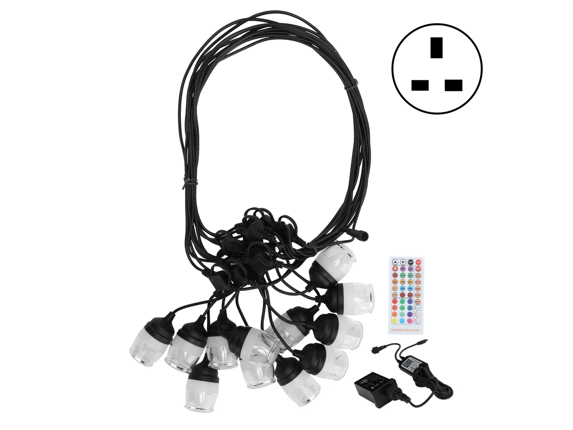 2026-luz De Cadena Impermeable Al Aire Libre Luces Rgb Coloridas Con Control Remoto Rf Ir 100‑240v Plug Uk