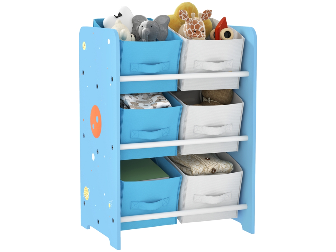 Estantería infantil con 6 cestas de tela, 43x30x60cm, azul | Sin marca