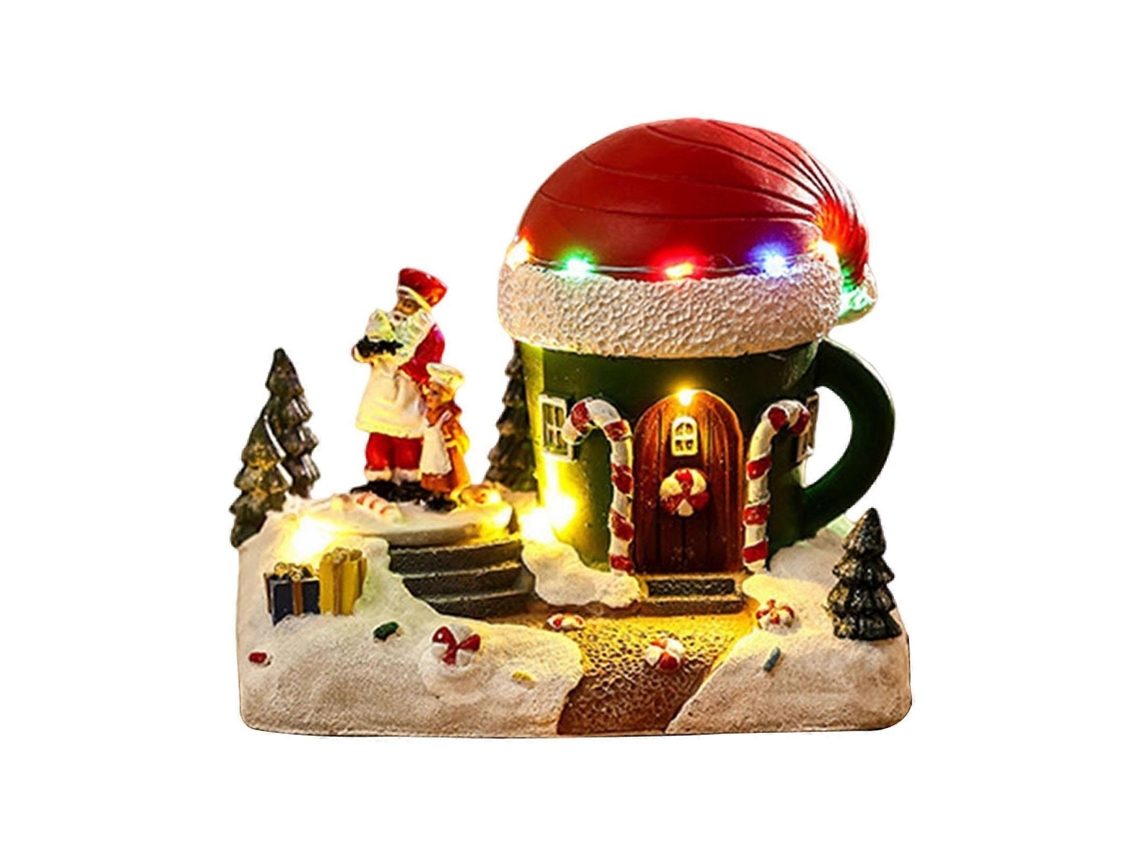 Pueblo navideño musical con casa musical, pueblo navideño coleccionable con luces LED, regalo de Navidad de Hengjian