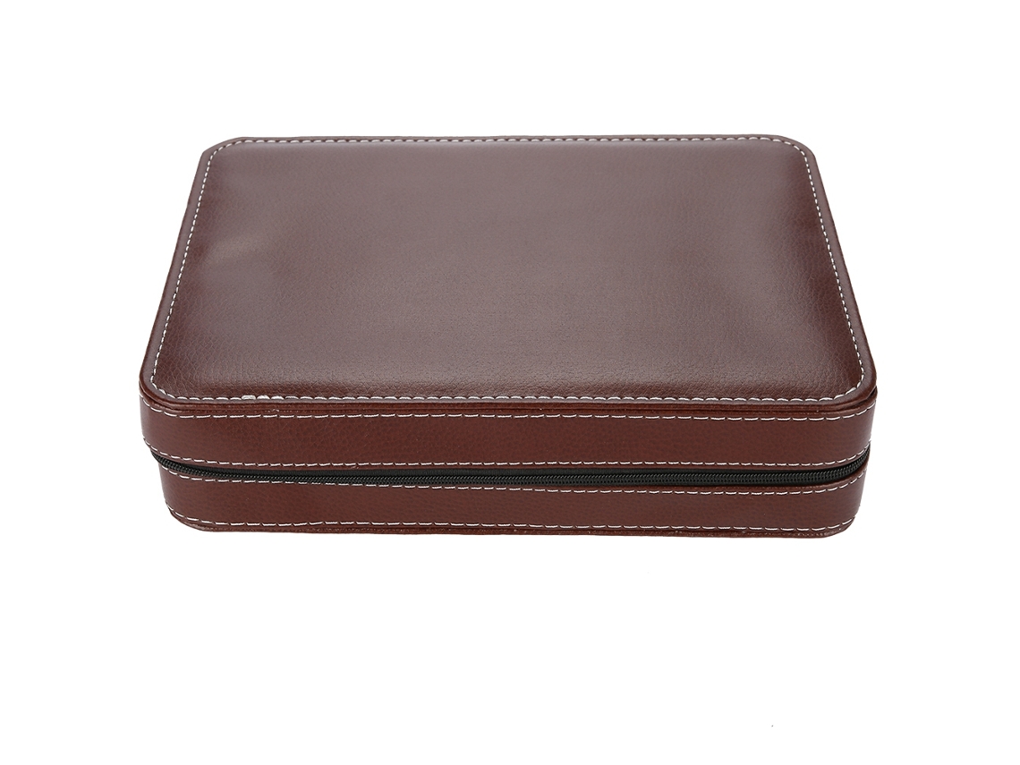 Estuche Para Guardar Relojes Con 8 Compartimentos, Cierre De Cremallera, Ideal Para Viajes, Color Marrón.