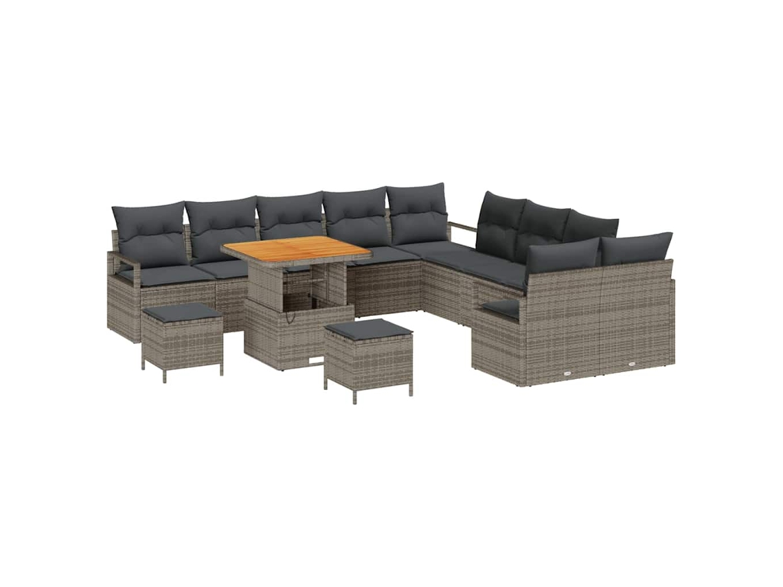 Maison Exclusive - Conjunto De Sofá De Jardín Con Cojín Con Almohada 13 Pcs Gris