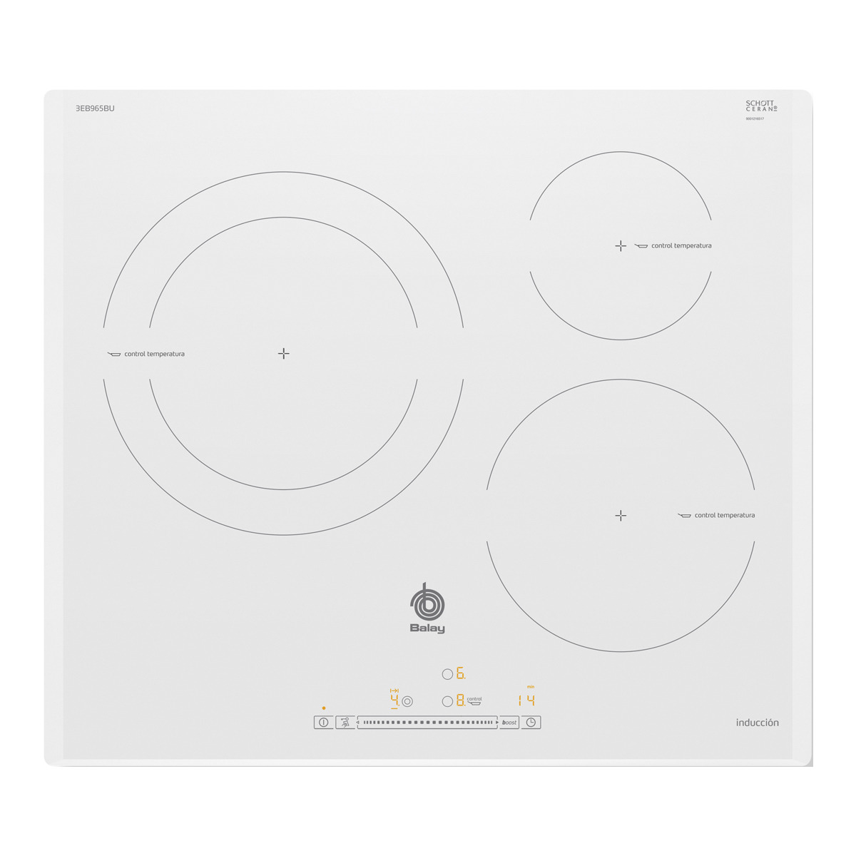 Placa de Inducción BALAY 3EB965BU (Eléctrica - 59.2 cm - Blanco)