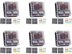 Bloque De Fusibles Impermeable De 6 Vías Con Indicador Led, 12 Circuitos, Caja Negativa Marina
