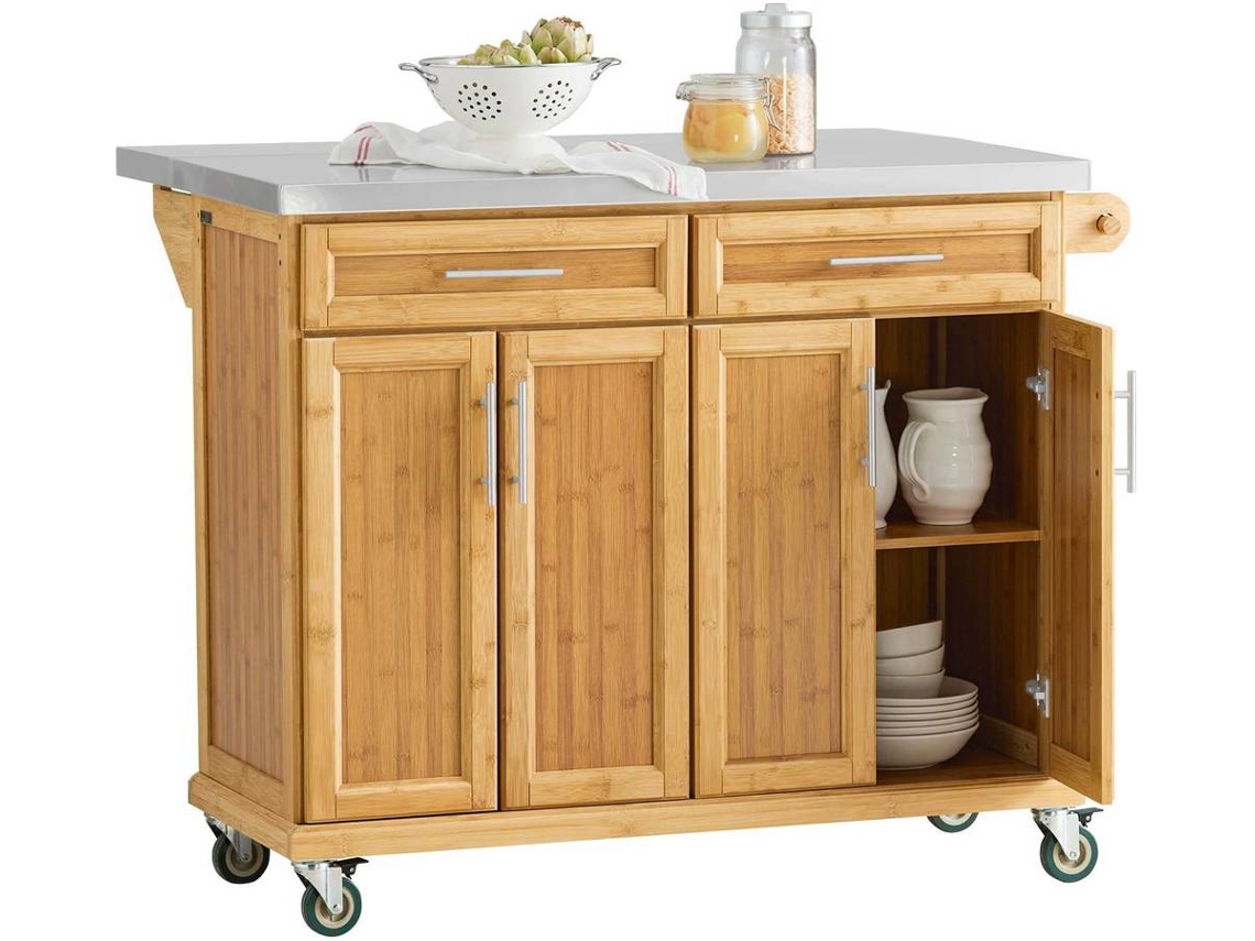 Carrito de Cocina SOBUY FKW69-N (Bambú/MDF/Acero Inoxidable - 115x92x46 cm)