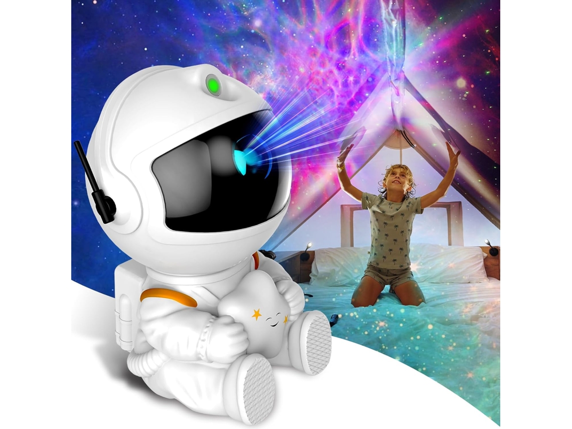 Proyector de galaxia de astronauta para techo de nebulosa con temporizador y control remoto para decoración de habitaciones (blanco) CHRONUS