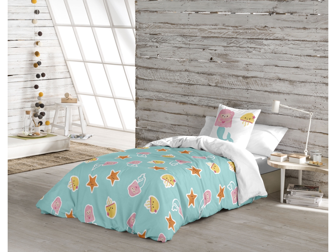 Funda Nórdica Estampada Cama 90 Algodón Extra Suave Fabricado En España Mermaid Kwanimals By Cool Kids