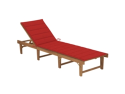 Tumbona plegable Mueble para patio Asiento de jardín con cojín madera maciza de acacia
