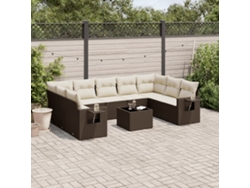 10 unidades Conjunto. Sofás Jardim Com Almofadões Vime Pe Castanho Dkd Home Decor