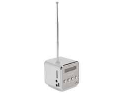 2026-altavoz Portátil Mp3/4 Con Radio Fm, Micro Sd/tf, Usb, Batería 600mah, 3wx2, Formato Mp3, 2-5h Reproducción Plata