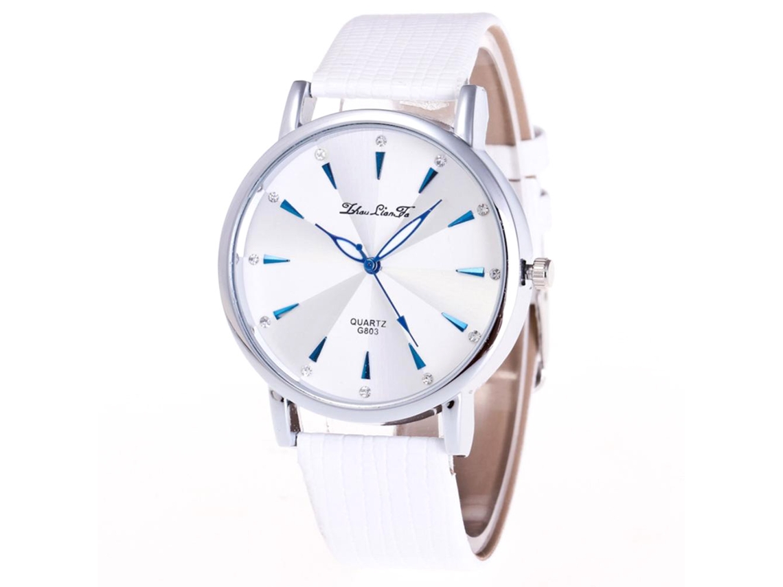 Reloj De Pulsera De Cuarzo Con Piedras Strass Elegante Casual Unisex Zhoulianfa Blanco