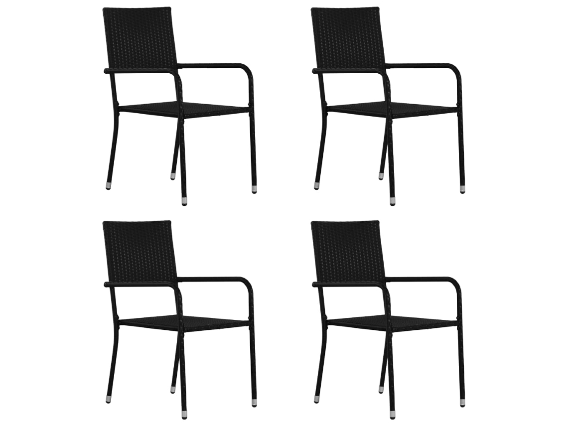Sillas de comedor de jardín apilables de 4 piezas DKD Home Decor en mimbre sintético negro