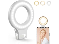 Clip On Ring Light Recarregável Led Selfie Fill Light 3 Modos De Iluminação Para Celular Laptop 