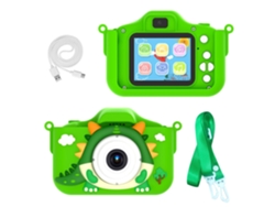 Cámara infantil Gertiz Dinosaur con cámara dual de 48 MP y grabación de vídeo HD de 1080p, color verde