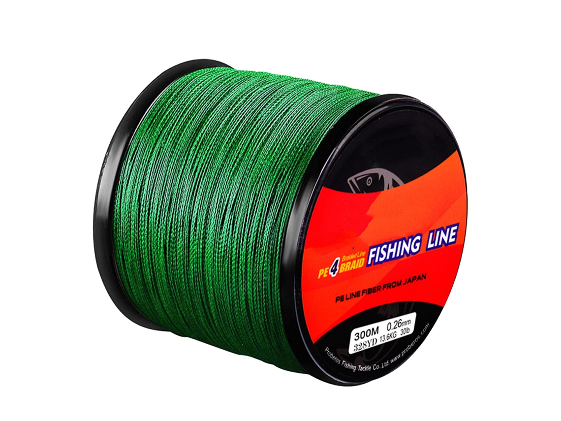 Hilo De Pesca Trenzado Pe 300m 30lb 2.5 Verde Para Agua Dulce Y Salada