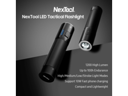 Linterna Táctica Led Nextool De 1200 Lm, 4500 Mah, Resistente Al Agua, 4 Modos, Carga Rápida De 10 W, Edc.