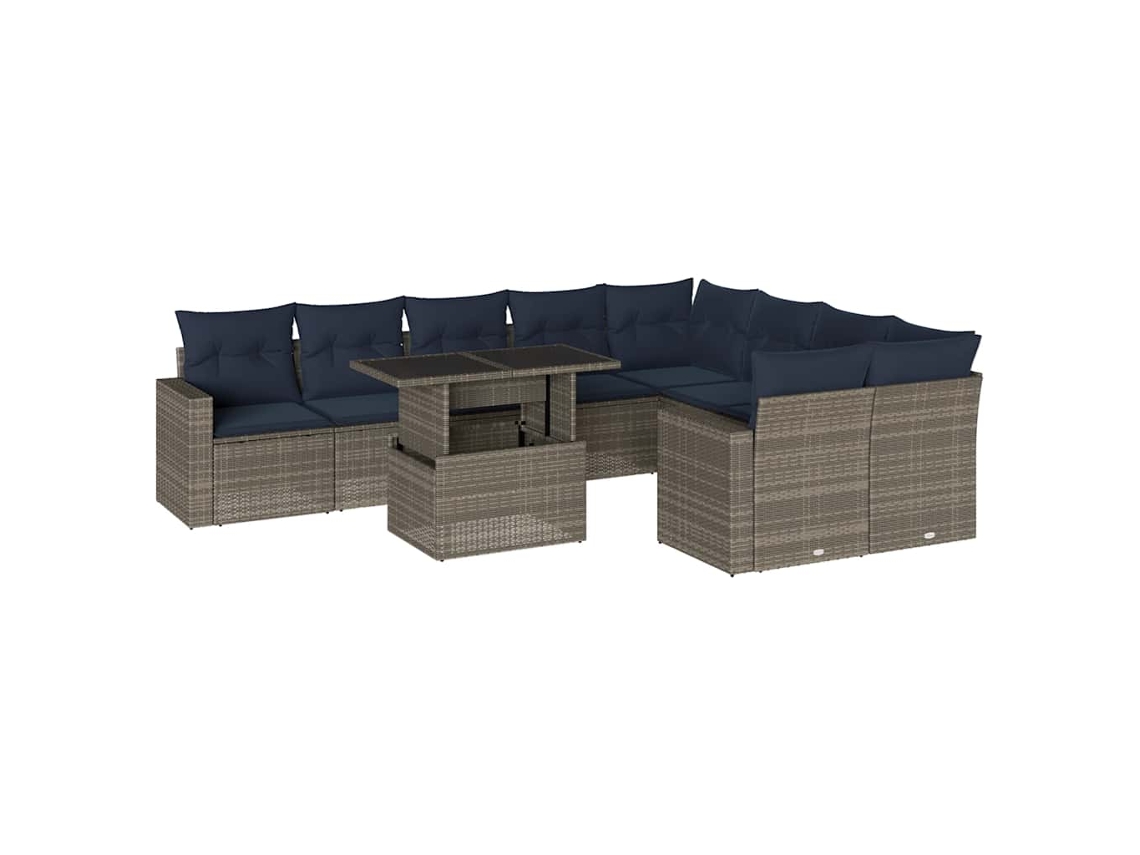 Maison Exclusive - Conjunto De Sofá De Jardín De 10 Piezas Con Cojines, Poliratán Gris