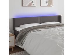 Cabecero Con Led Cuero Sintético Gris 183x16x78/88 Cm