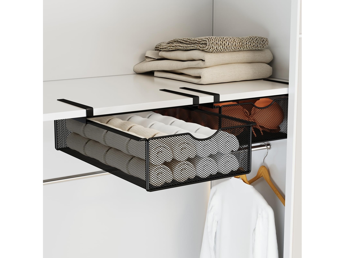 Juego De 2 Cajas Organizadoras Para Ropa Interior Y Calcetines. Cesta Extraíble Para Sujetadores, Ideal Para Armarios Y Dormitorios (negro)