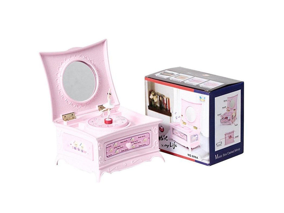 Caja De Música Giratoria Con Forma De Bailarina Para Niños, Con Espejo Y Espacio Para Guardar Joyas. Un Clásico Regalo Retro De Navidad O Cumpleaños.