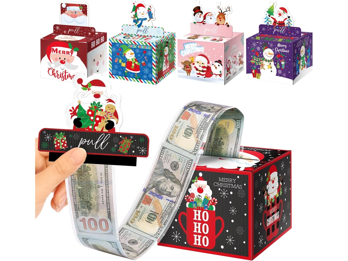Juego de 5 cajas de regalo navideñas para dinero, organizador de dinero DIY con 250 bolsas transparentes Aeuzwr
