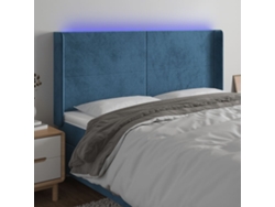 Cabecero Con Led De Terciopelo Azul Oscuro 203x16x118/128 Cm
