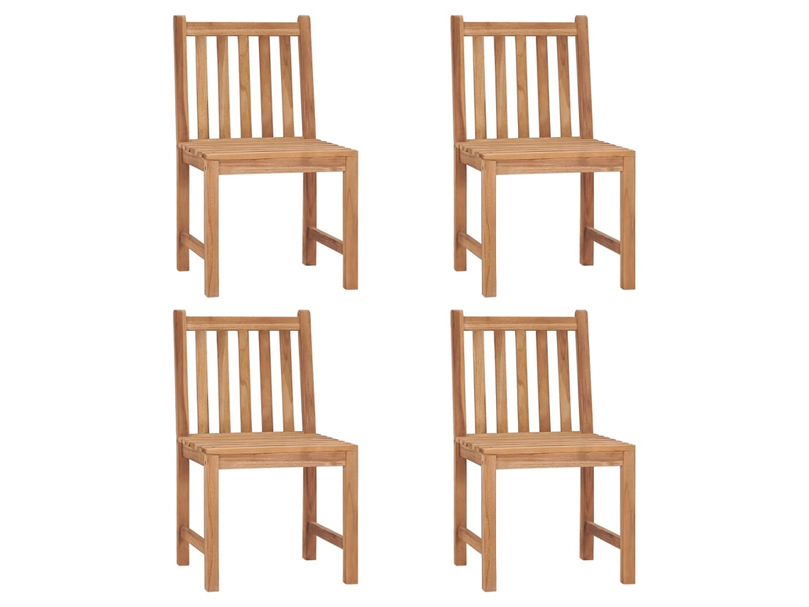 Sillas de jardín DKD Home Decor de 4 piezas con cojines, madera maciza de teca
