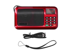 Rádio Portátil Mali com Alto-falante MP3, Tela LED e Lanterna Vermelha