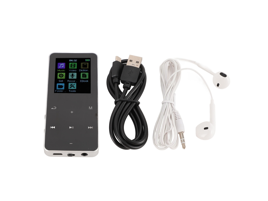 Reproductor De Música Mp3 Portátil Con Pantalla Hd De 2 Pulgadas, Sonido Hifi Sin Pérdidas, Bluetooth, Radio Fm Y Grabadora - Plateado