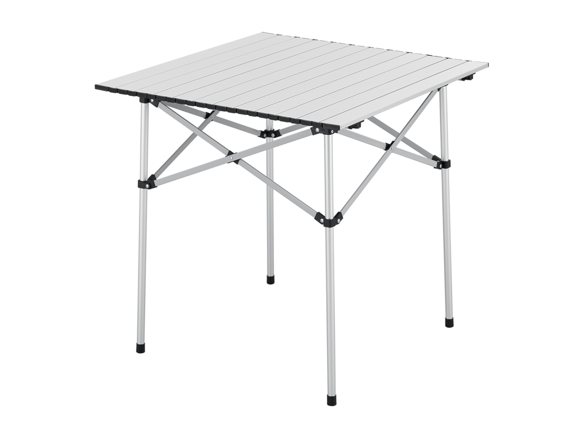 Mesa plegable camping Castilenti aluminio 70x70x70 cm- Plateado [EN.CASA]