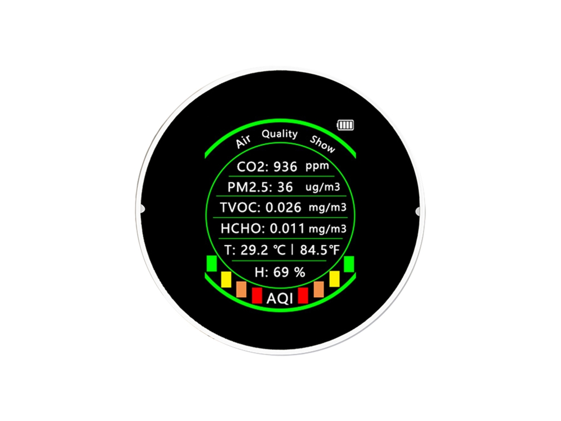 Analizador Portátil De Calidad Del Aire 7 En 1: Pm2.5, Co2, Tvoc, Hcho, Temperatura, Humedad, Wifi.