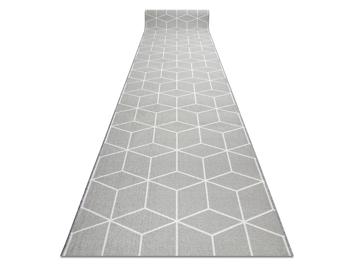 Alfombra de Pasillo con Refuerzo de Goma Cube Cubo, Gris 133 cm