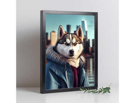 NACNIC Lámina Husky Abrigado Responsable En Estilo Fotografía A Todo Color Divertidas Ilustraciones Realistas De Animales Con Ropa Humana