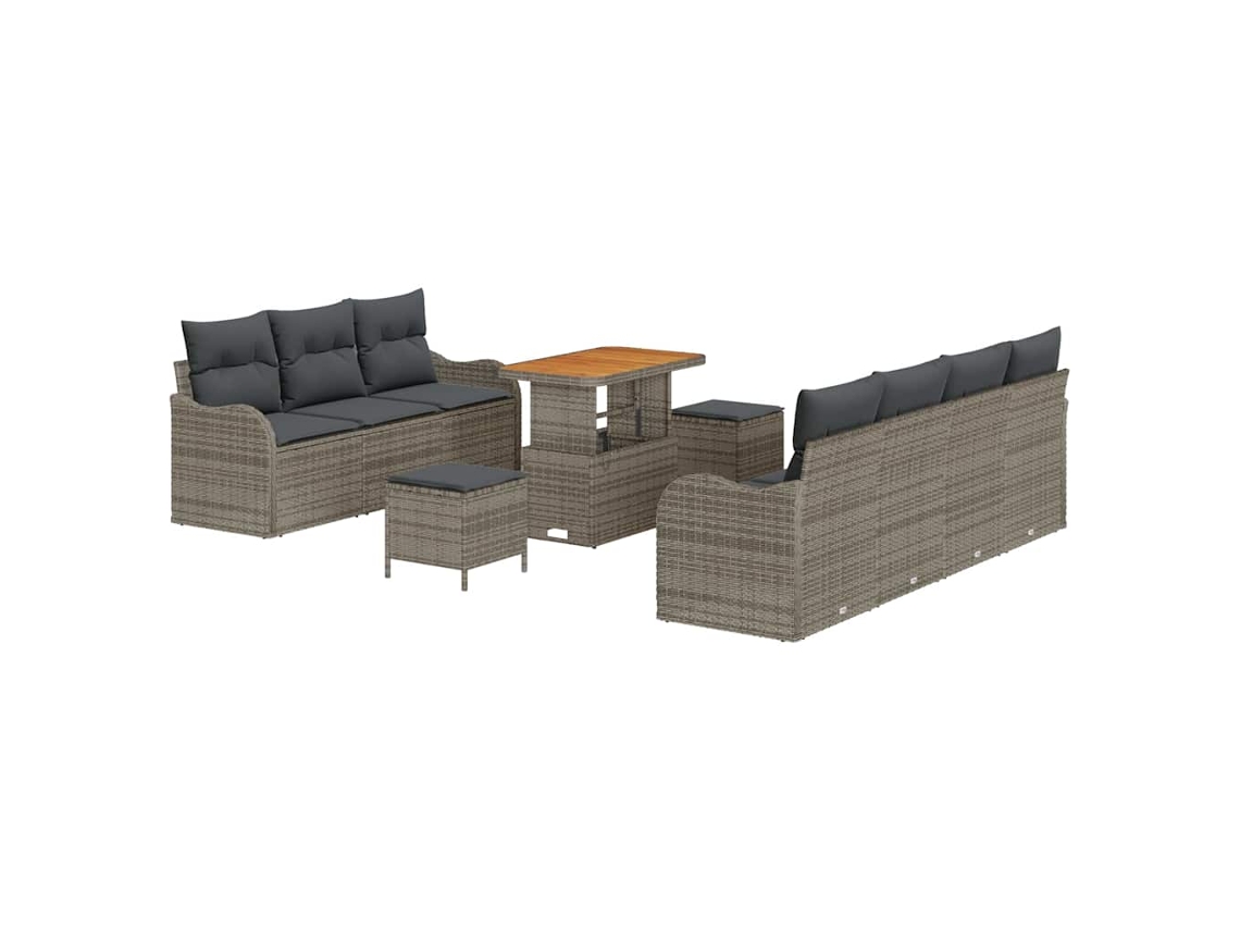 Maison Exclusive - Conjunto De Sofá De Jardín Con Cojín Con Almohada 10 Pcs Gris
