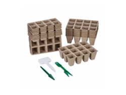 Relaxdays Set 192 Semilleros, Incluye Accesorios, Biodegradables, Macetas De Cultivo, 5 X 3,5 X 3,5 Cm Aprox., Marrón