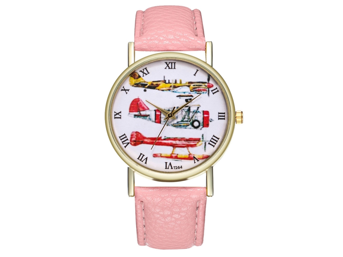 Reloj De Pulsera De Cuarzo De Moda Casual Con Elegante Correa De Cuero Rosa Y Diseño Moderno.