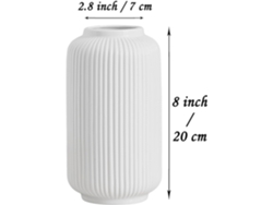 Jarrón De Cerámica, Blanco, Geométrico, 20 Cm