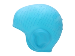 Gorro de natación de silicona para niños, protección auditiva 3D, azul.
