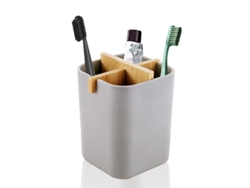Soporte para cepillos de dientes de bambú 2026 - Soporte multifuncional eléctrico para vasos (gris)